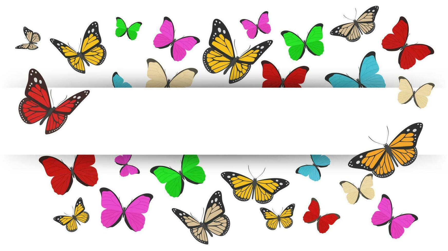 Butterflies Flying With Text Space, Vector Illustration