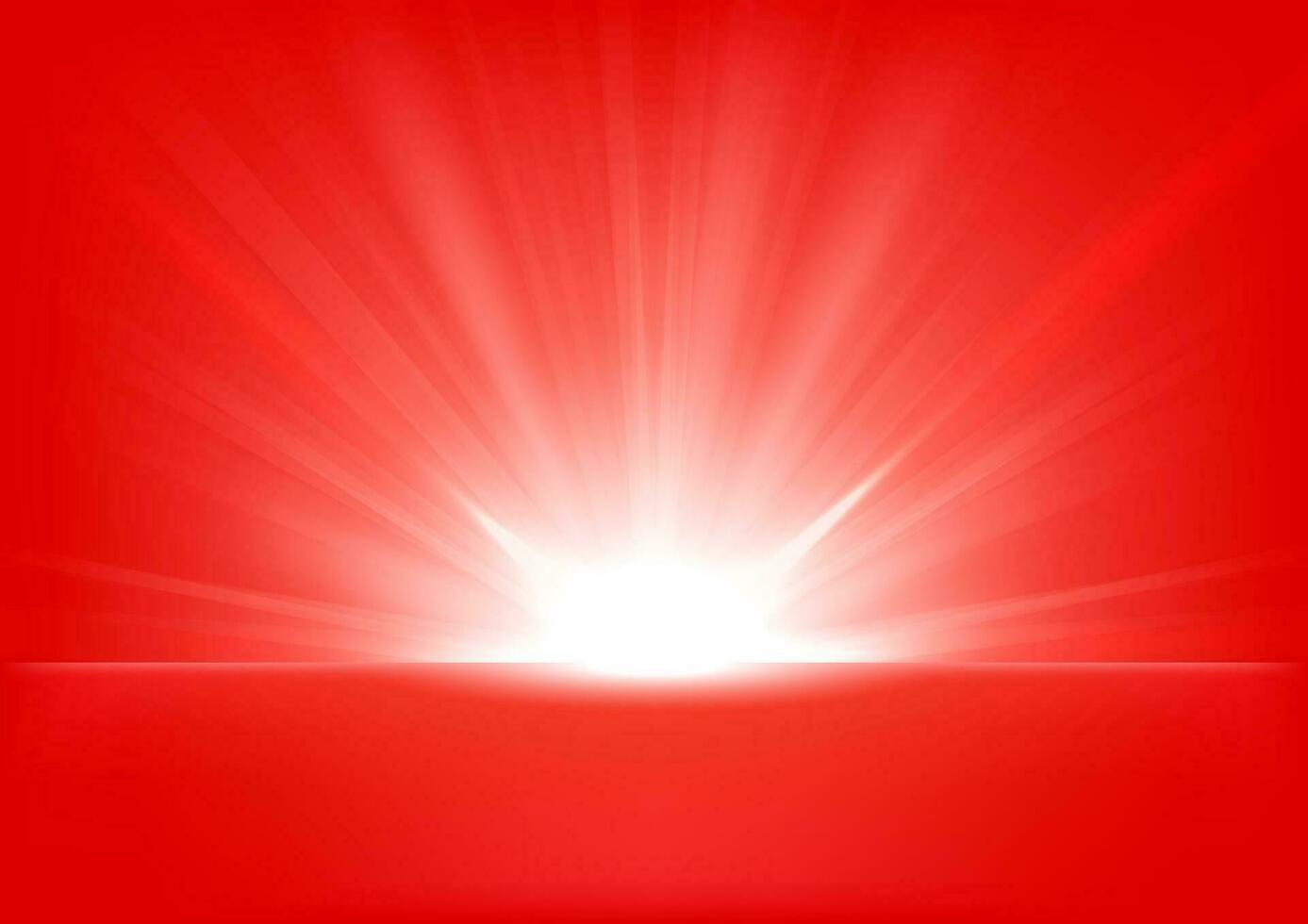 Red Rays Rising On Bright Background, Vector Illustration