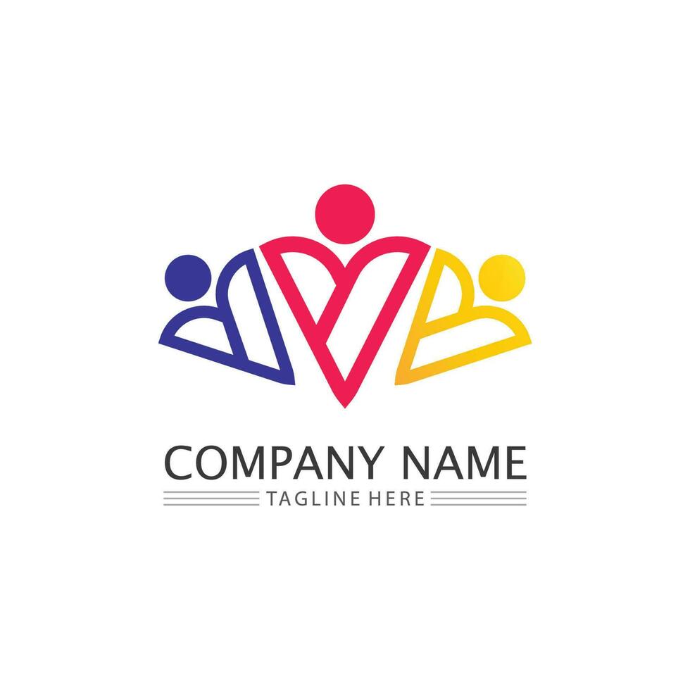 People logo, Team, Succes people work, Group and Community, Group Company and Business logo vector and design Care, Family icon Succes logo