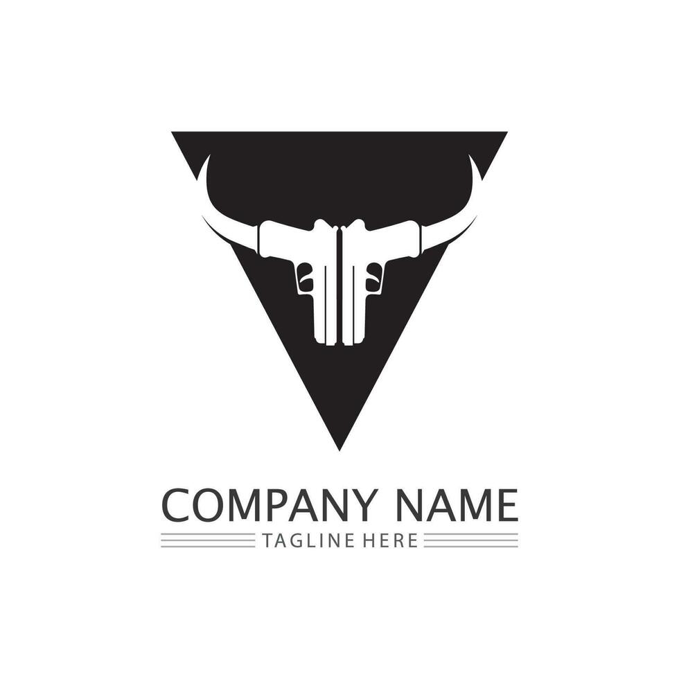 Gun logo and Army soldier sniper shot vector Design Illustration military shot revolver