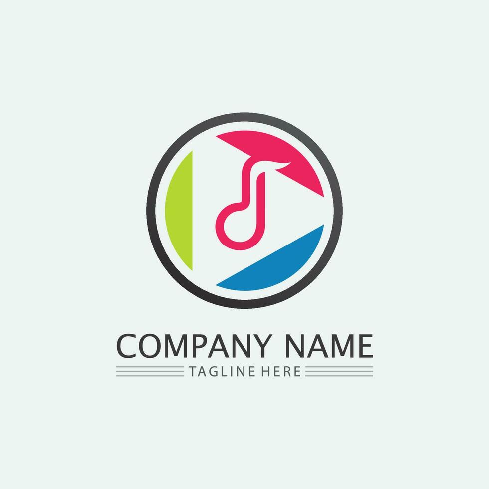 Note Icon Vector illustration design Sound waves, audio, equalizer, abstract, head set logo vector illustration design template