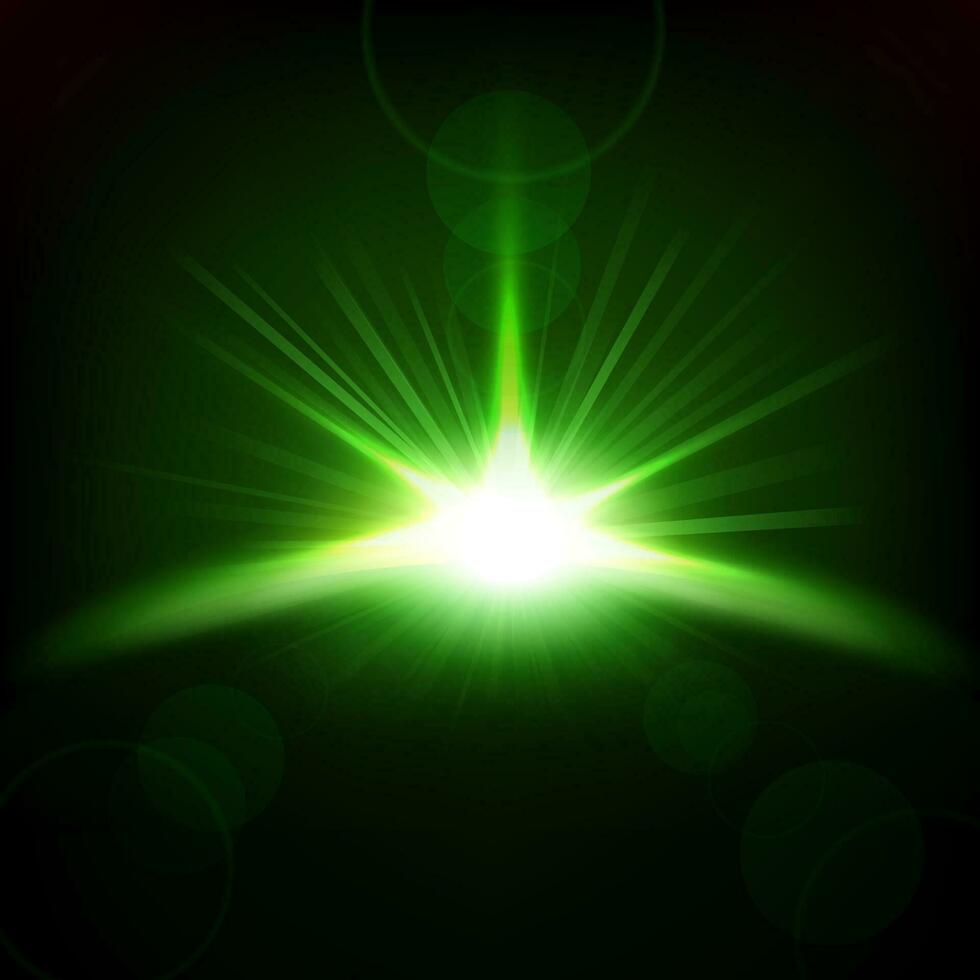 Green Rays Rising background, Vector Illustration