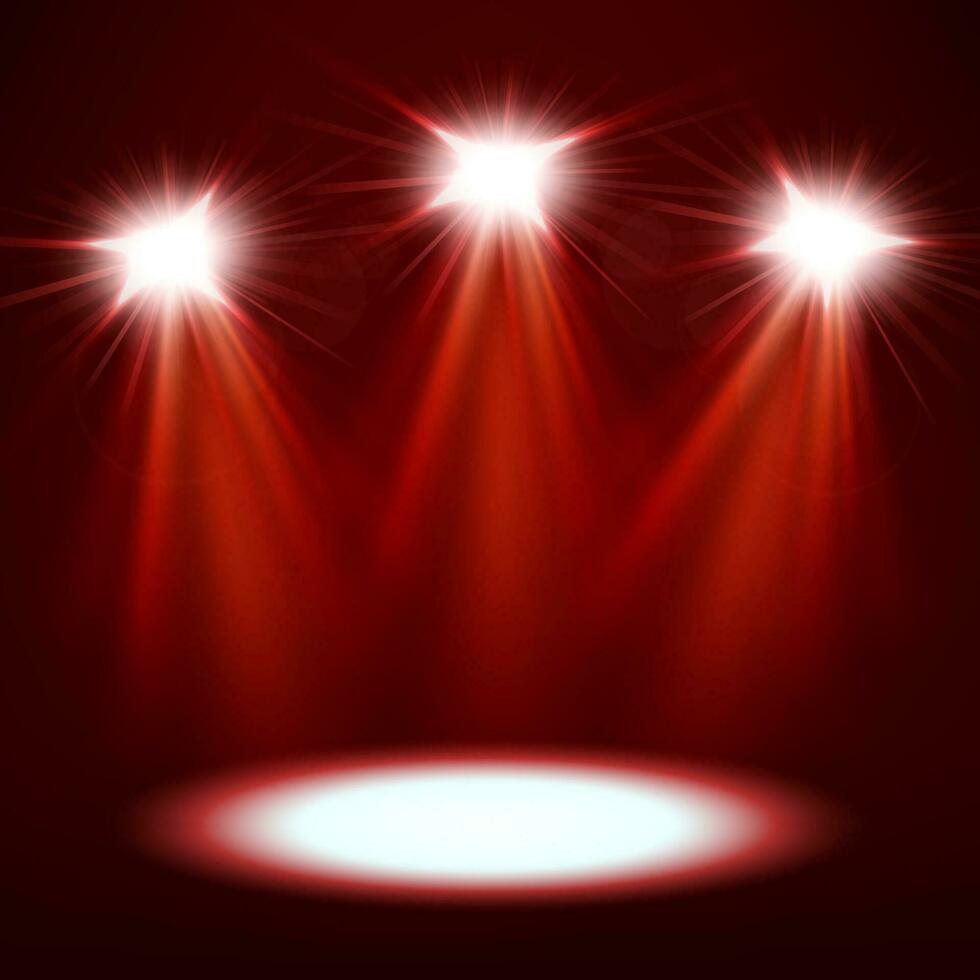 Red Spotlights Shining, Vector Illustration