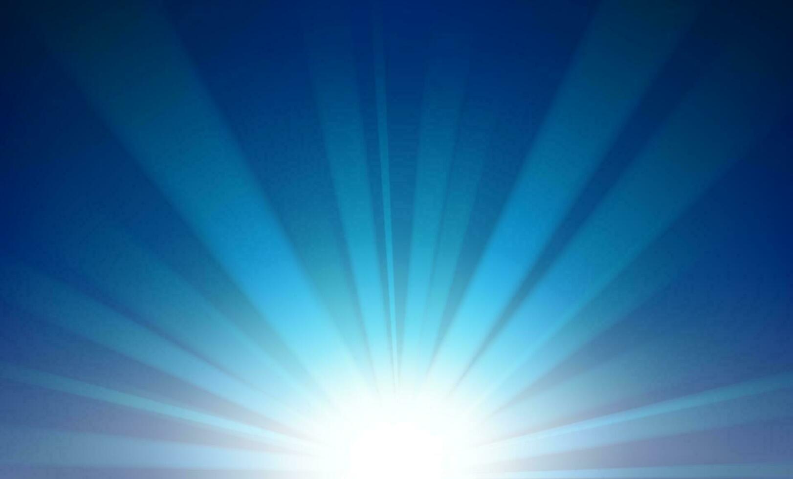 Blue Rays Rising From Horizon Background, Vector Illustration