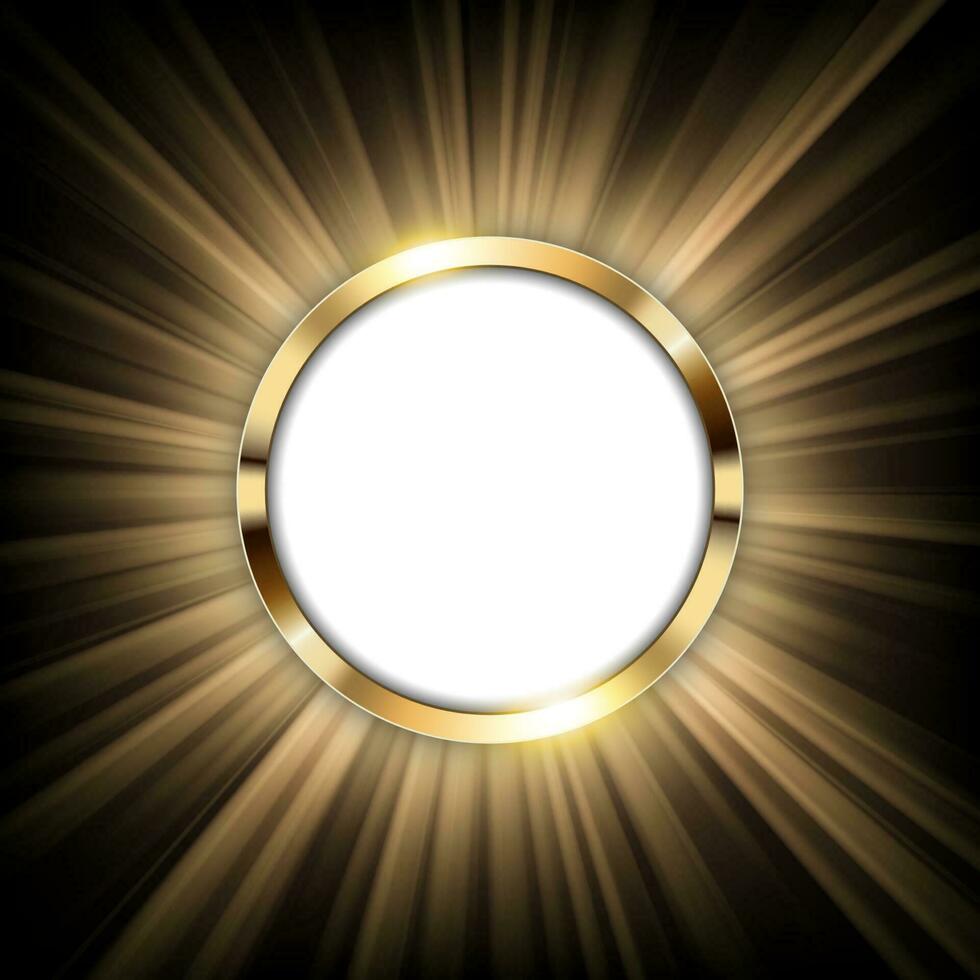 Metallic gold ring with text space and Light illuminated, Vector Illustration