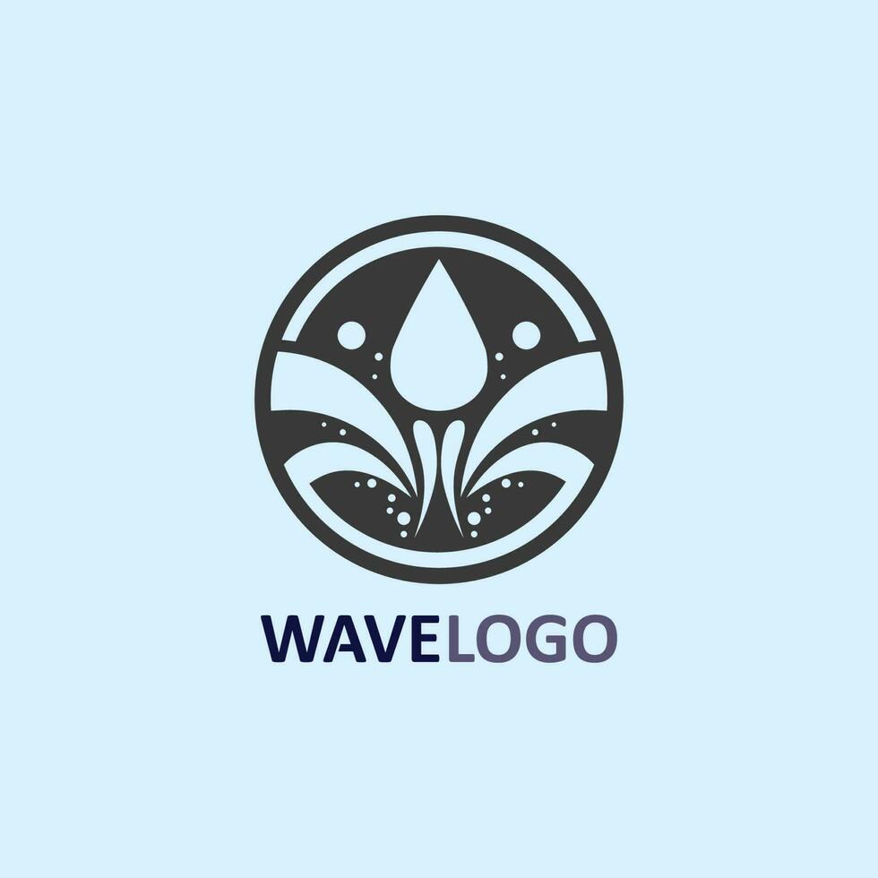 Icono de onda y gota de agua, diseño de ilustraciones vectoriales, logotipo empresarial vector