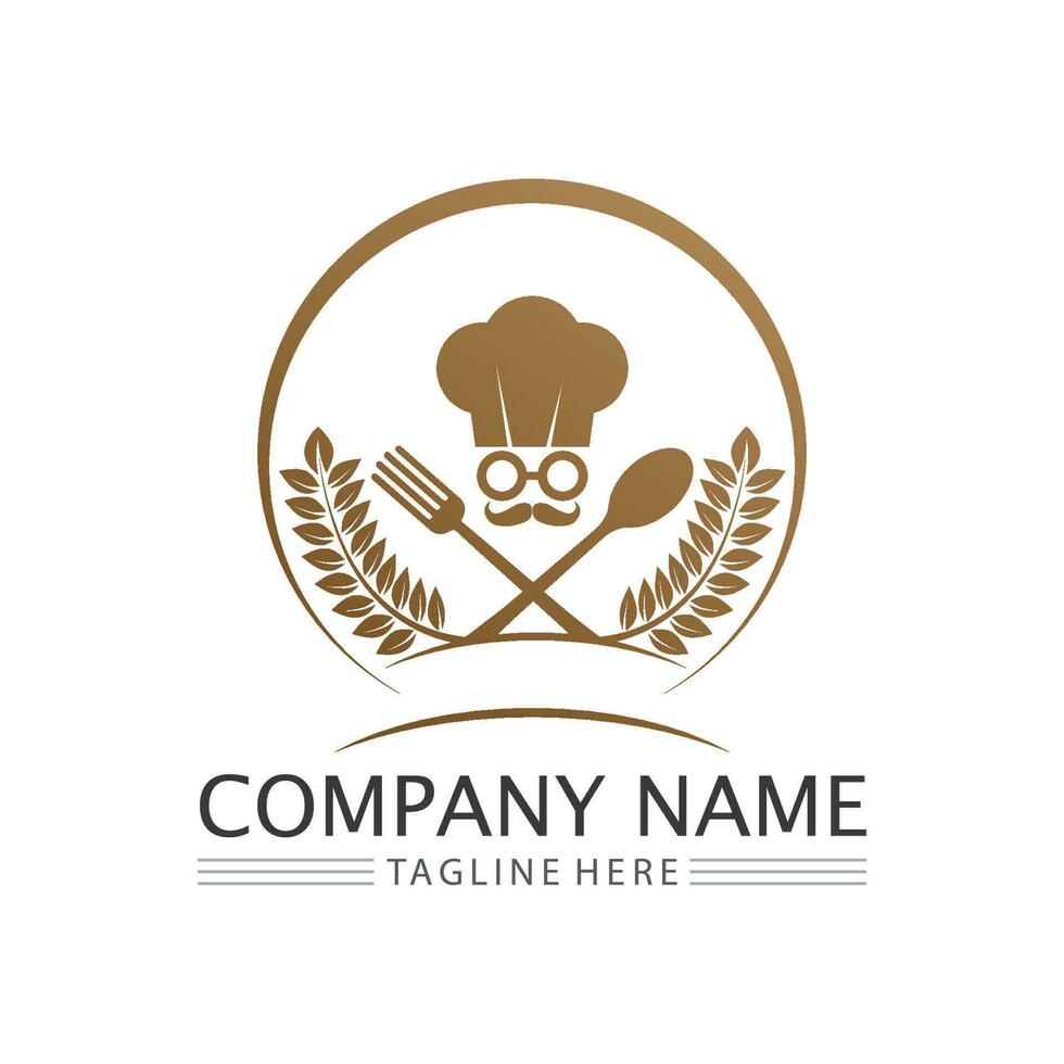 Hat chef logo template vector