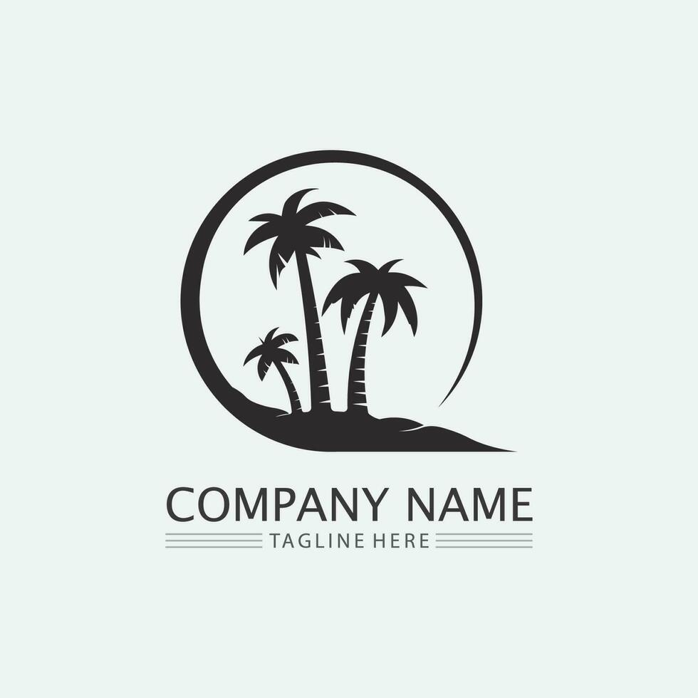 Palm tree summer logo template vector