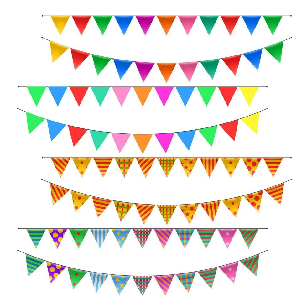 Triangle Bunting Flags Set, Vector Illustration