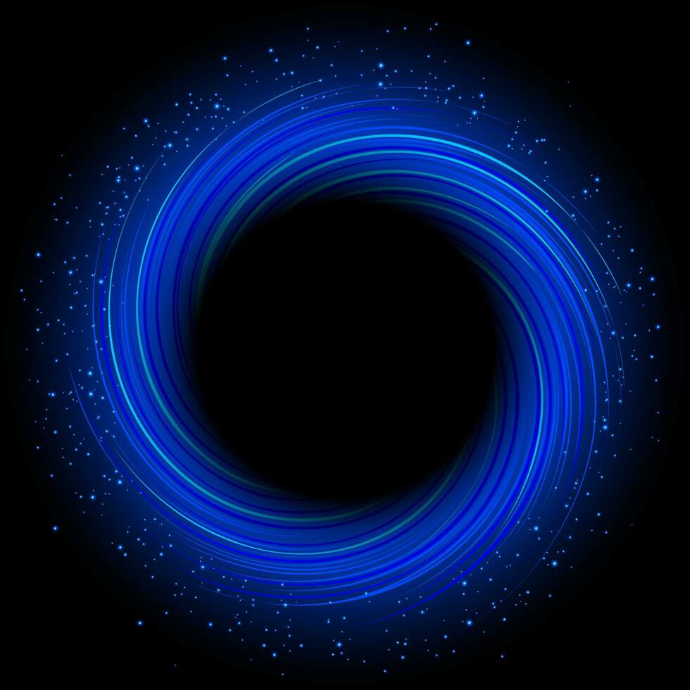 Abstract Blue Swirl Round With Black Hole Vector Illustration