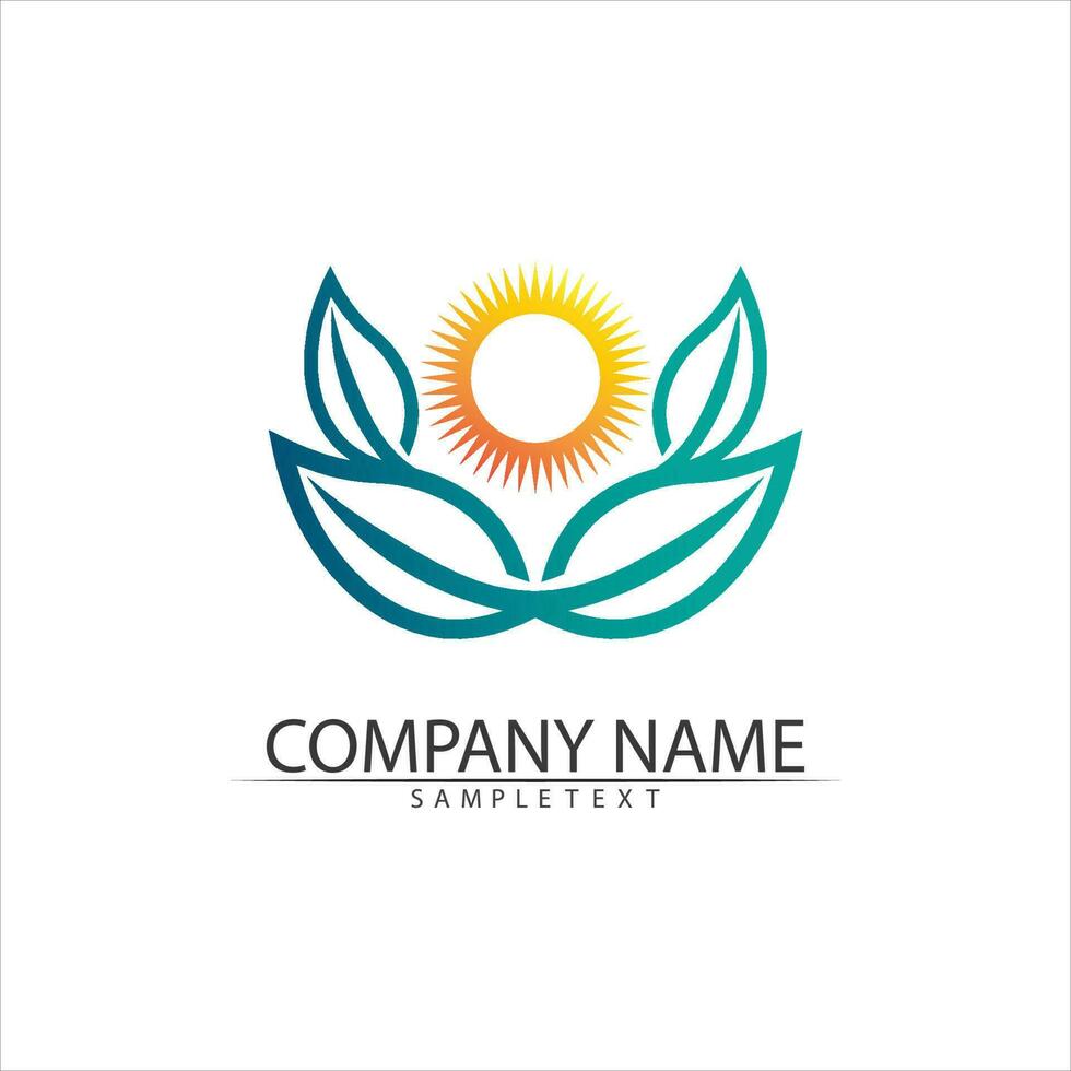Tree leaf vector and green logo design friendly concept