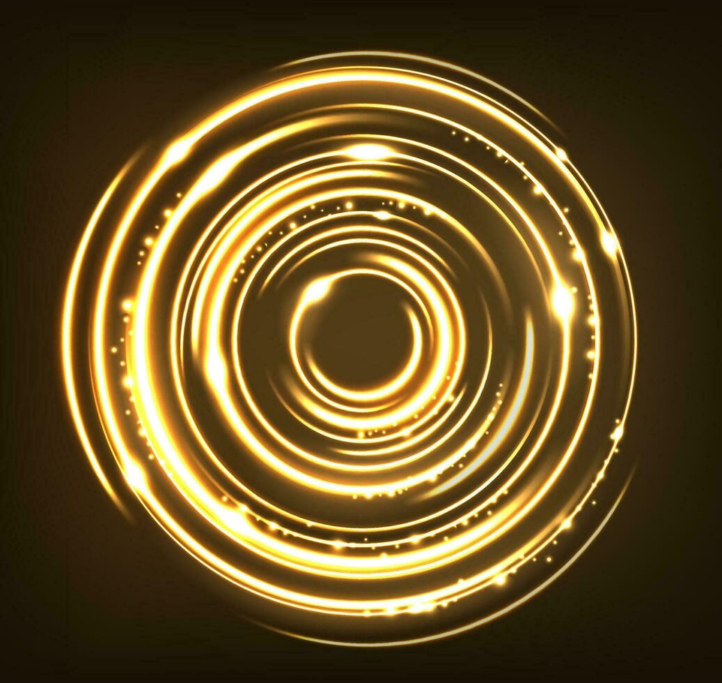 Gold Circles With Sparks Background, Vector Illustration