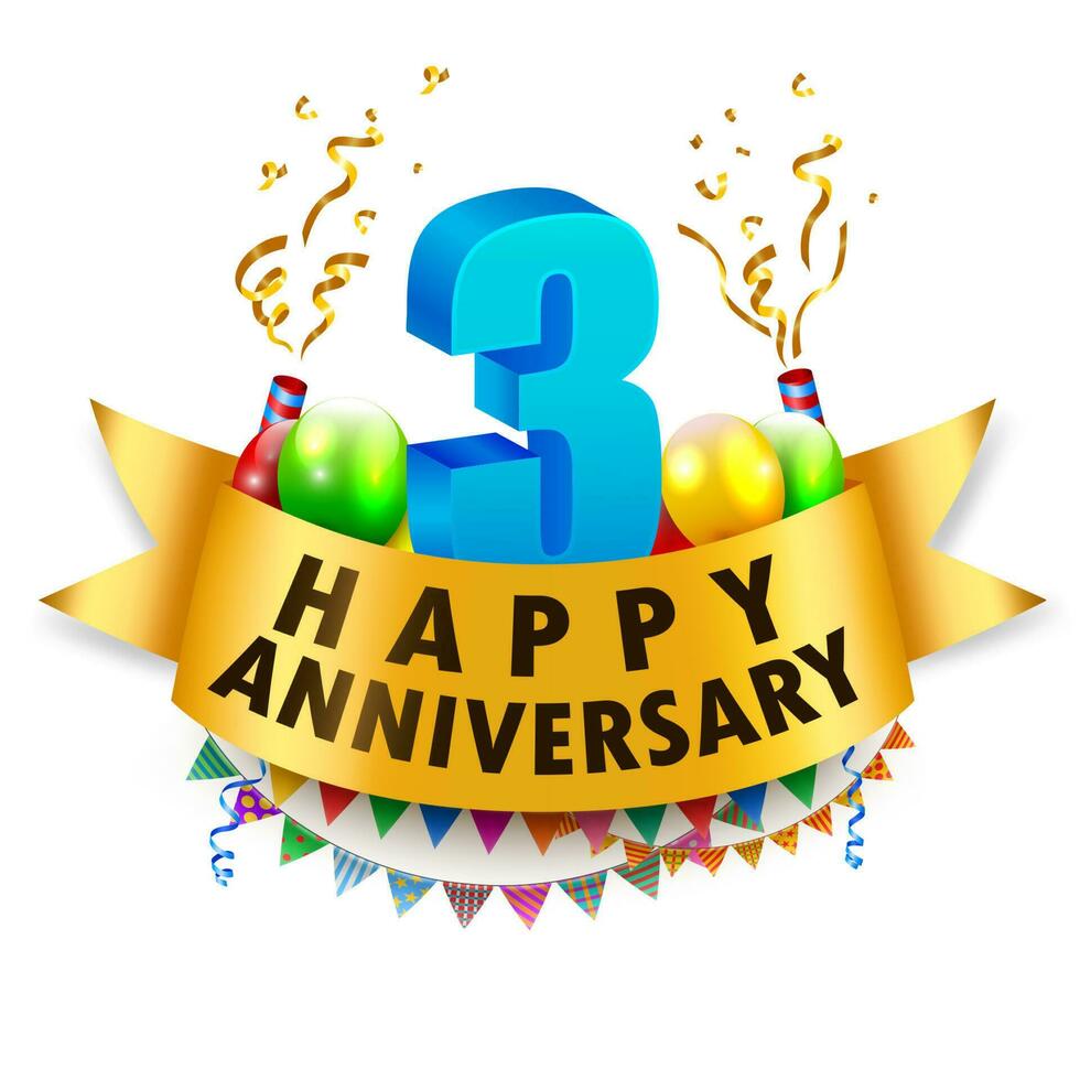 Happy 3rd Anniversary Celebration, Vector Illustration