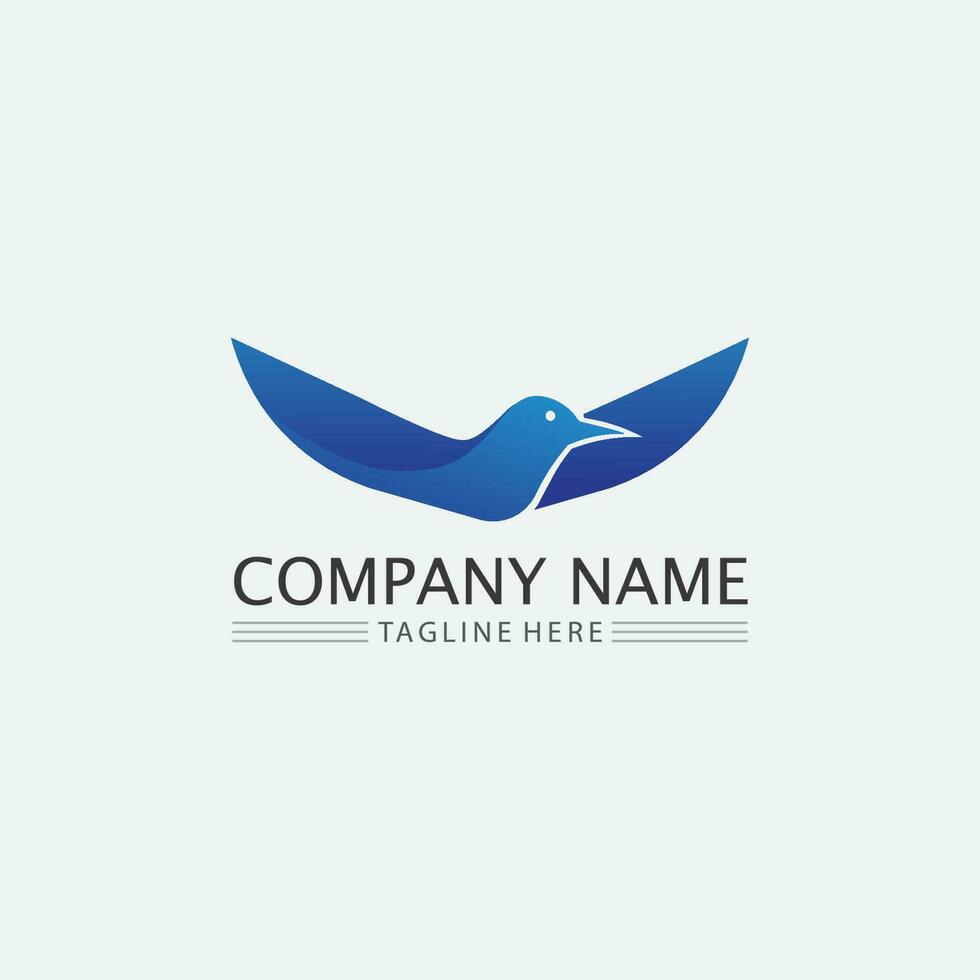 Birds and swallow dove logo design and vector animal wings and flying bird