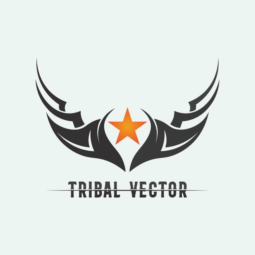 tribal, clásico, negro, étnico, tatuaje, icono, vector, ilustración, diseño, logotipo vector