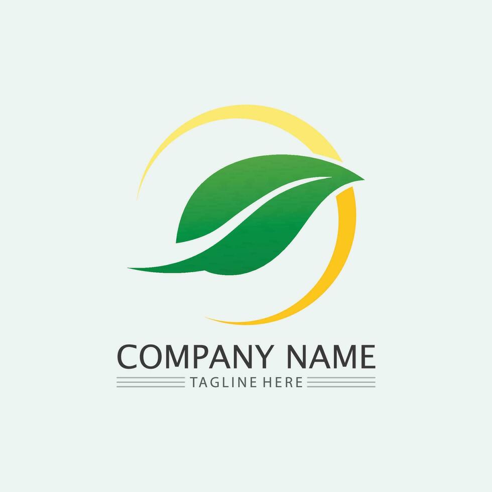 LEAF AND NATURE TREE LOGO FOR BUSINESS VECTOR GREEN PLANT ECOLOGY DESIGN