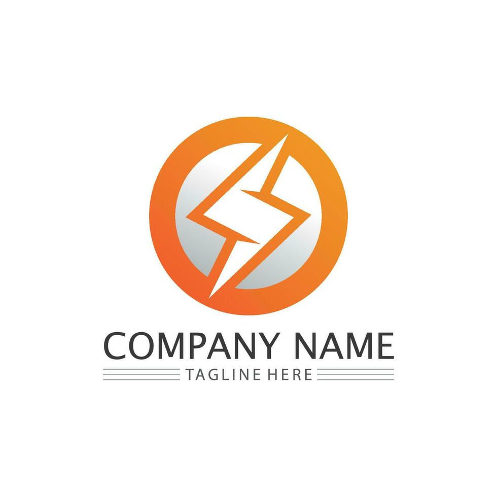 the power vector, flash ogo and thunderbolt and icon electricity illustration template design vector
