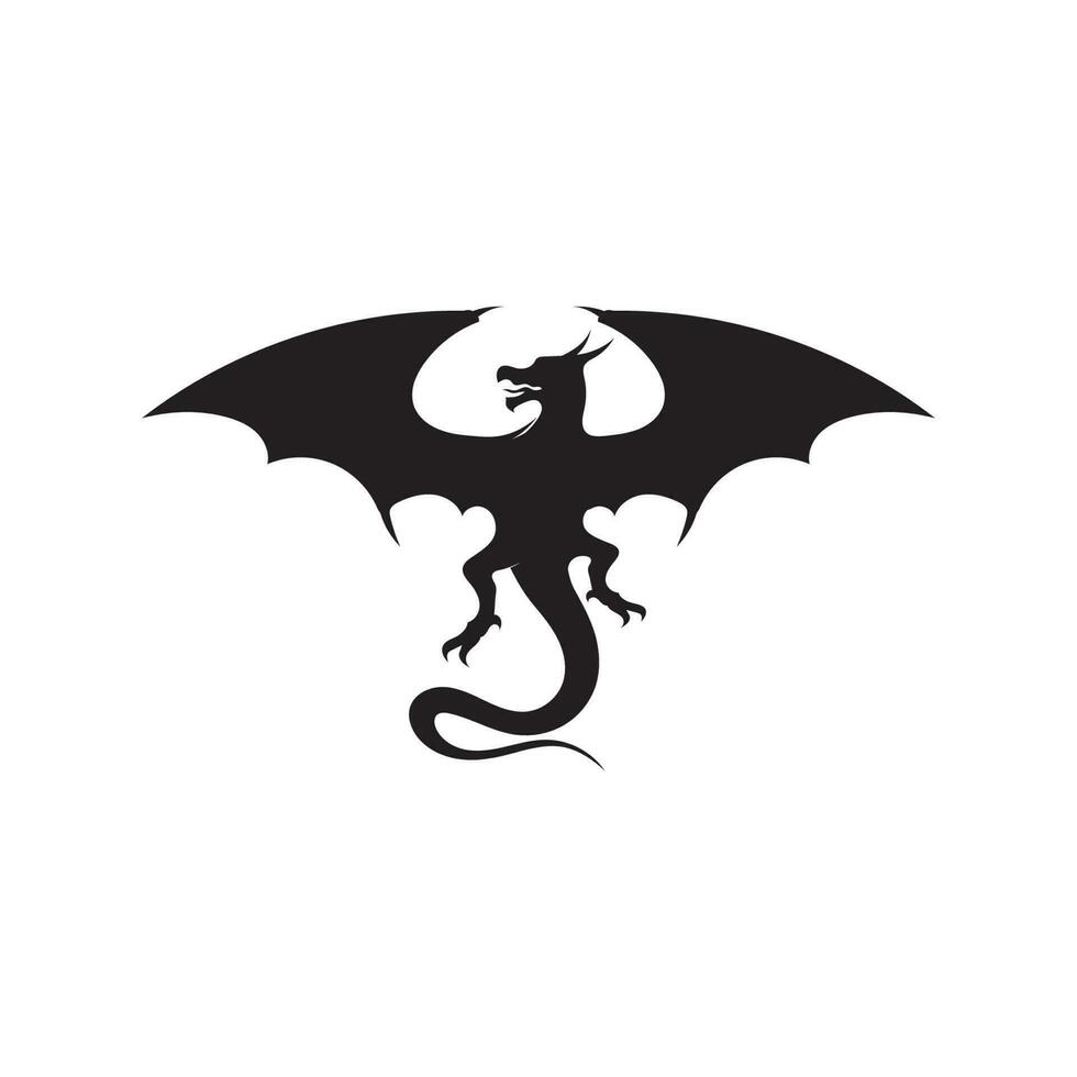 Ilustración de vector de plantilla de logotipo de color plano de dragón de cabeza