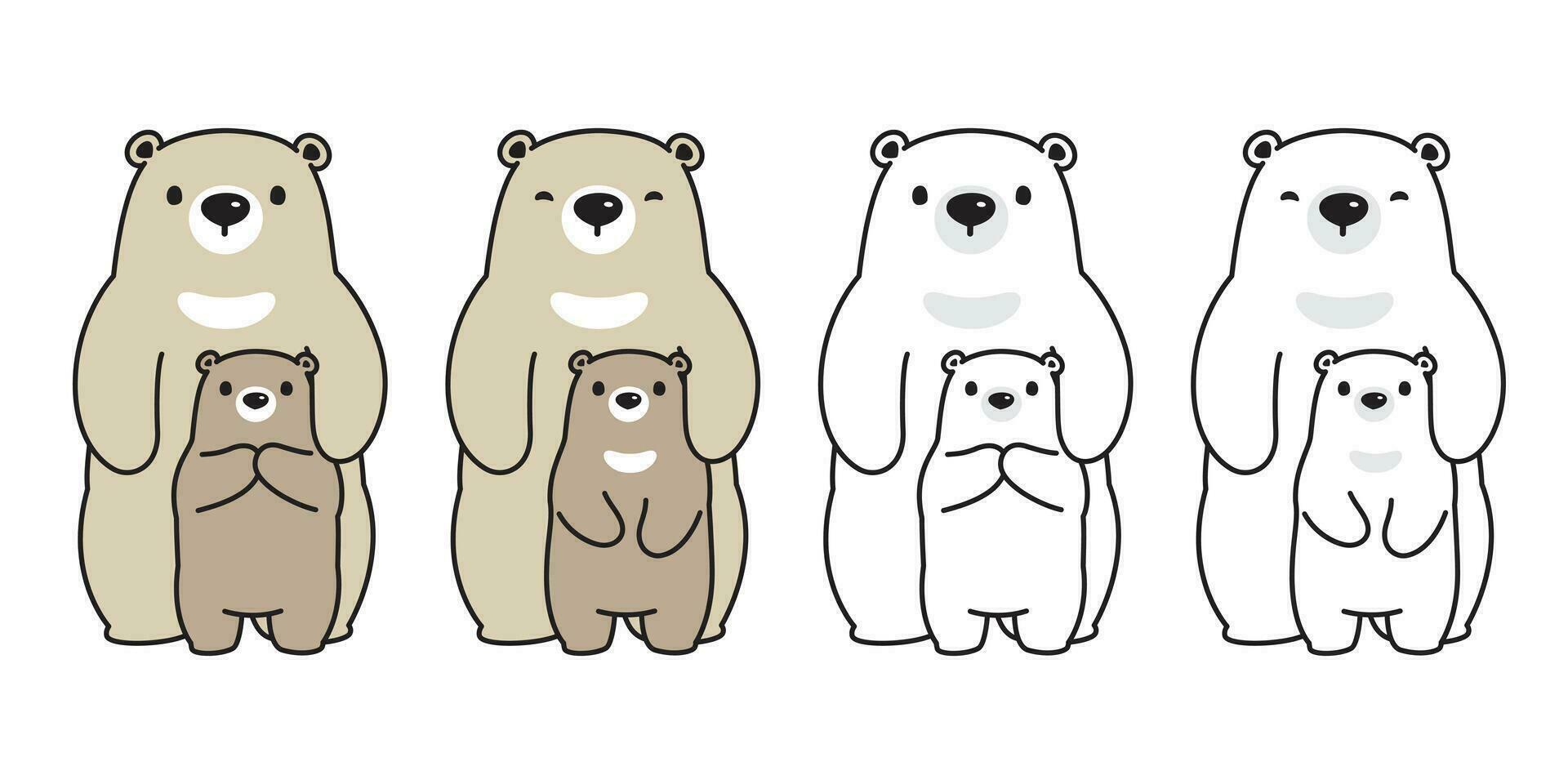 oso vector polar oso familia dibujos animados personaje icono logo miel ilustración símbolo garabatear