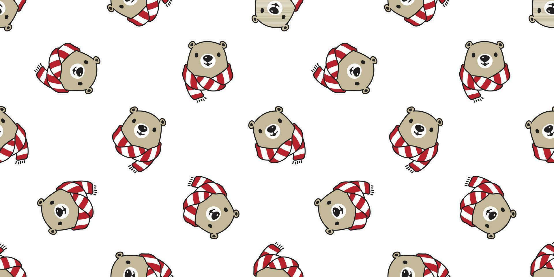 Bear seamless pattern vector polar bear scarf head isolated cartoon illustration tile background repeat wallpaper doodle
