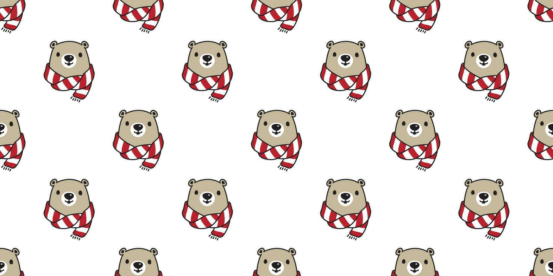 Bear seamless pattern vector polar bear head scarf isolated cartoon illustration tile background repeat wallpaper doodle