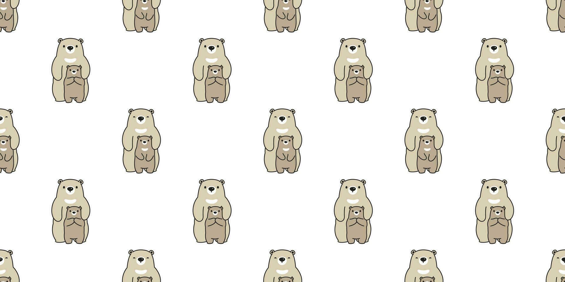 Bear seamless pattern vector polar bear family scarf isolated cartoon repeat wallpaper tile background illustration