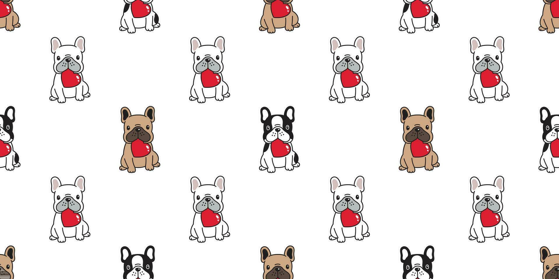 dog seamless pattern vector heart valentine french bulldog sitting cartoon scarf isolated tile background repeat wallpaper illustration