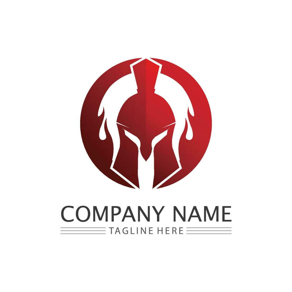 Spartan Helmet logo and gladiator, power, vintage, sword, safety, legendary logo and vector of soldier classic