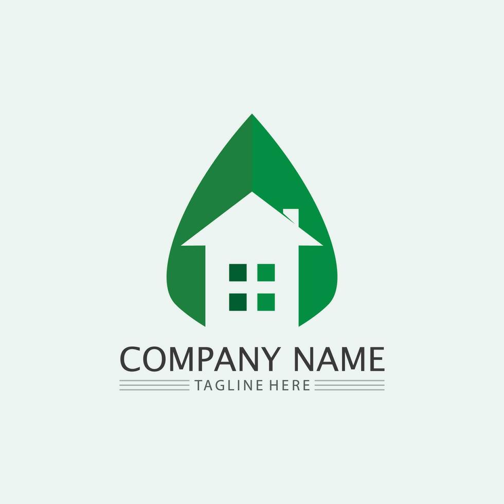 Tree leaf vector and green logo design friendly concept