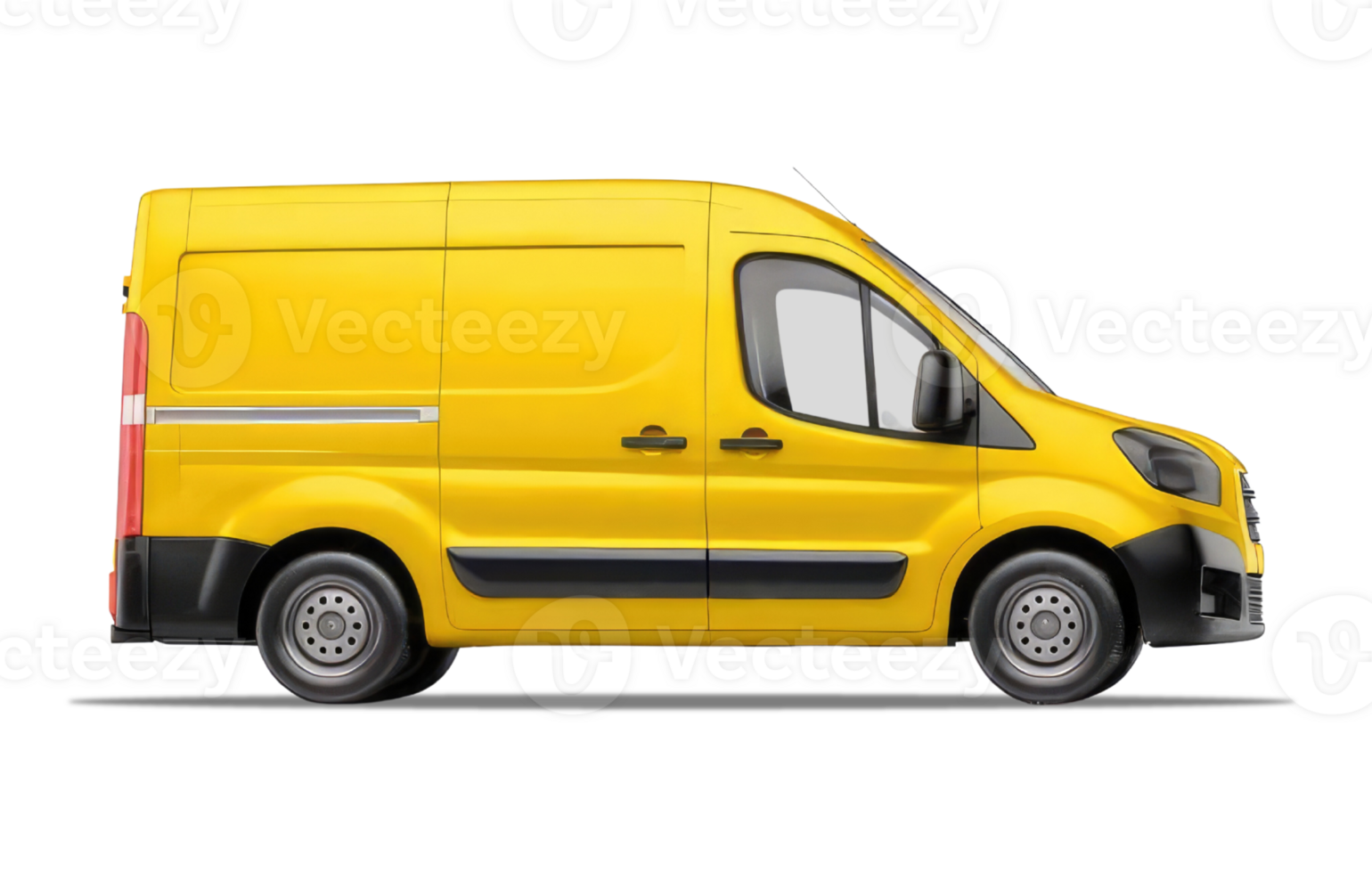 Vibrant Yellow Delivery Van. Isolated on transparent Background. png