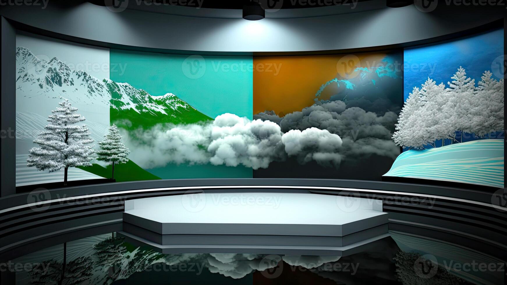 Beautiful weather on 3D Screens. Technology. photo