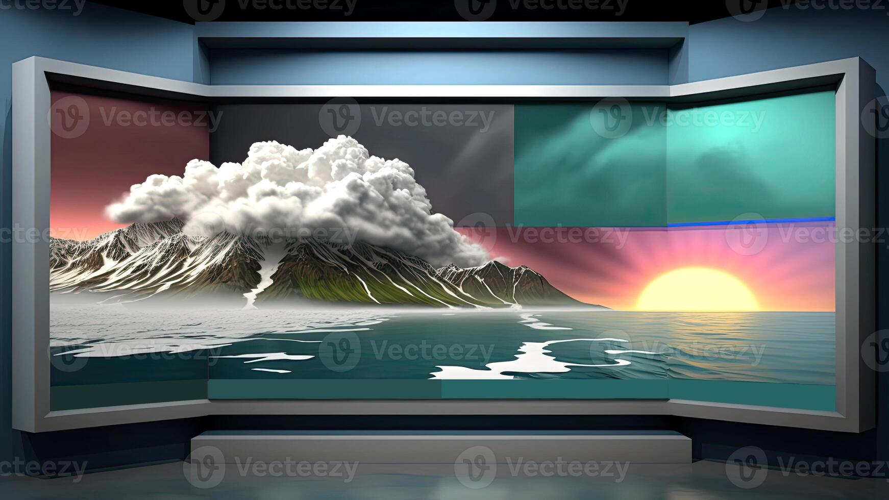 Beautiful weather on 3D Screens. Technology. photo