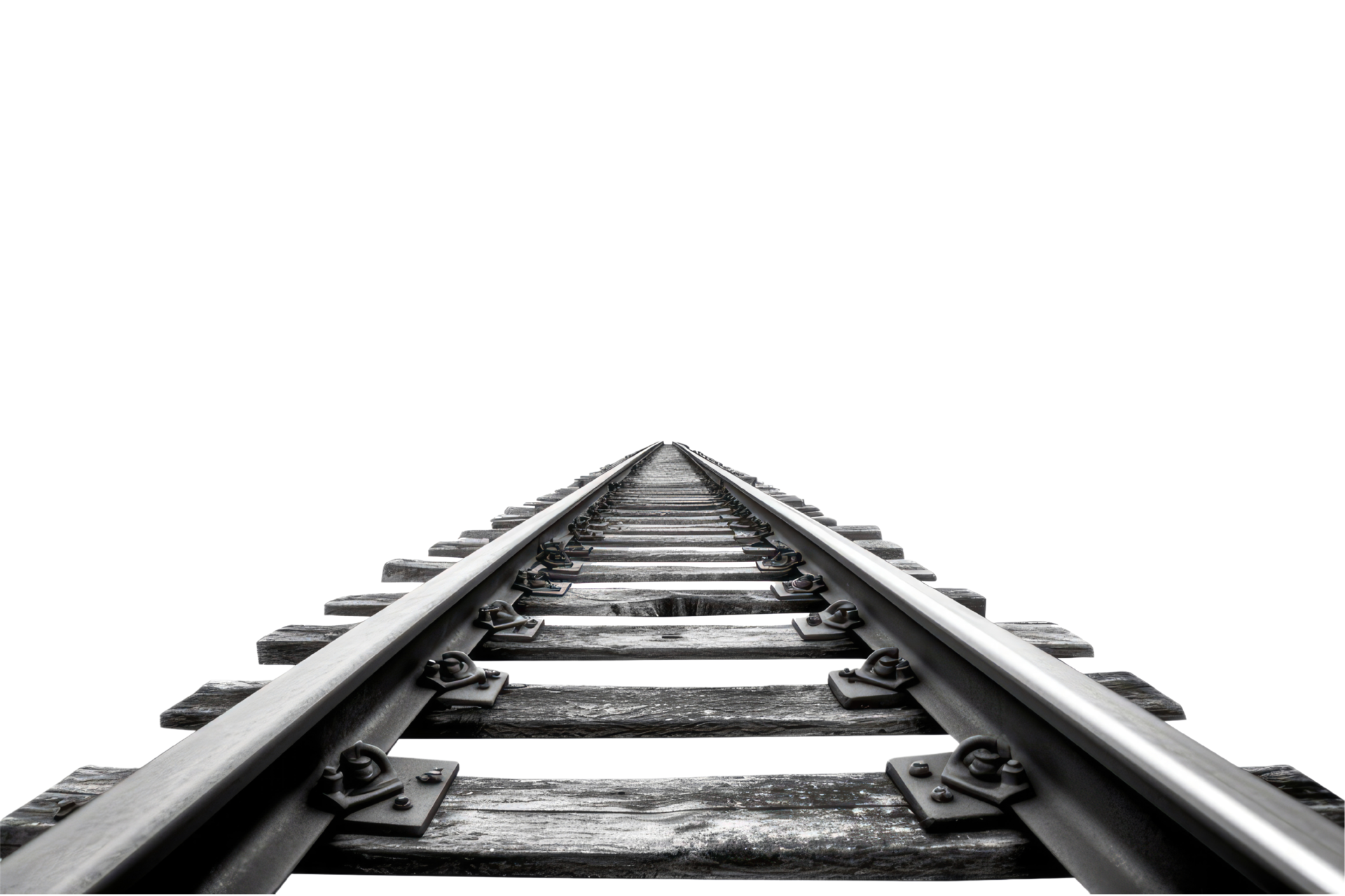 Railroad track isolated on transparent background. railway track