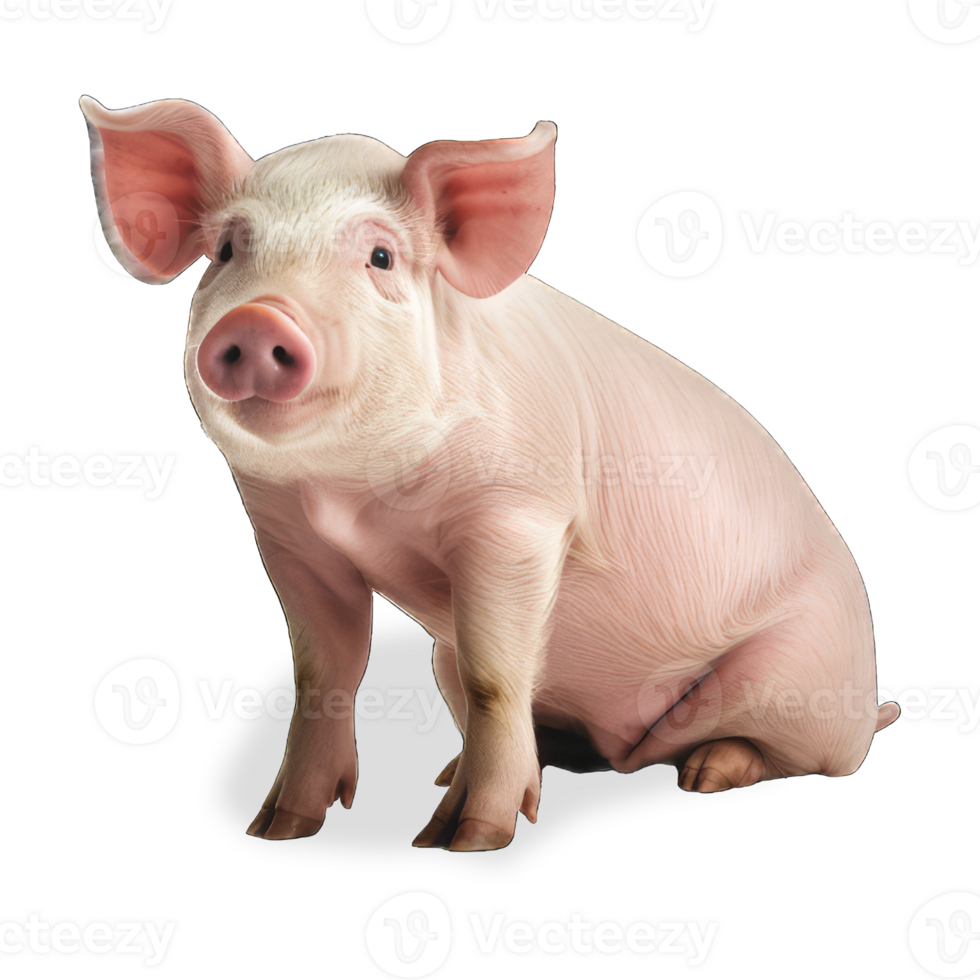 Pig sitting isolated on transparent background png