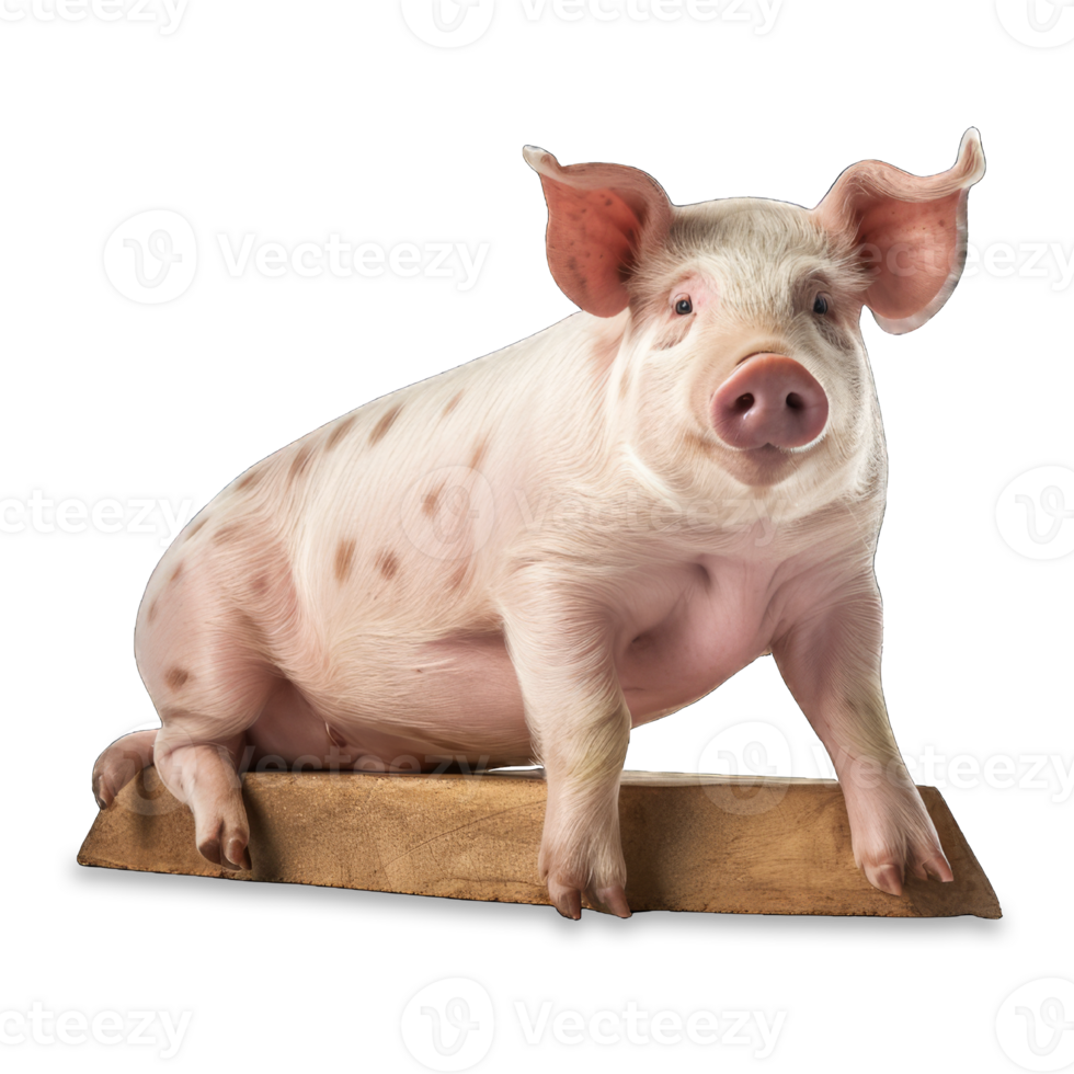 Pig sitting isolated on transparent background png