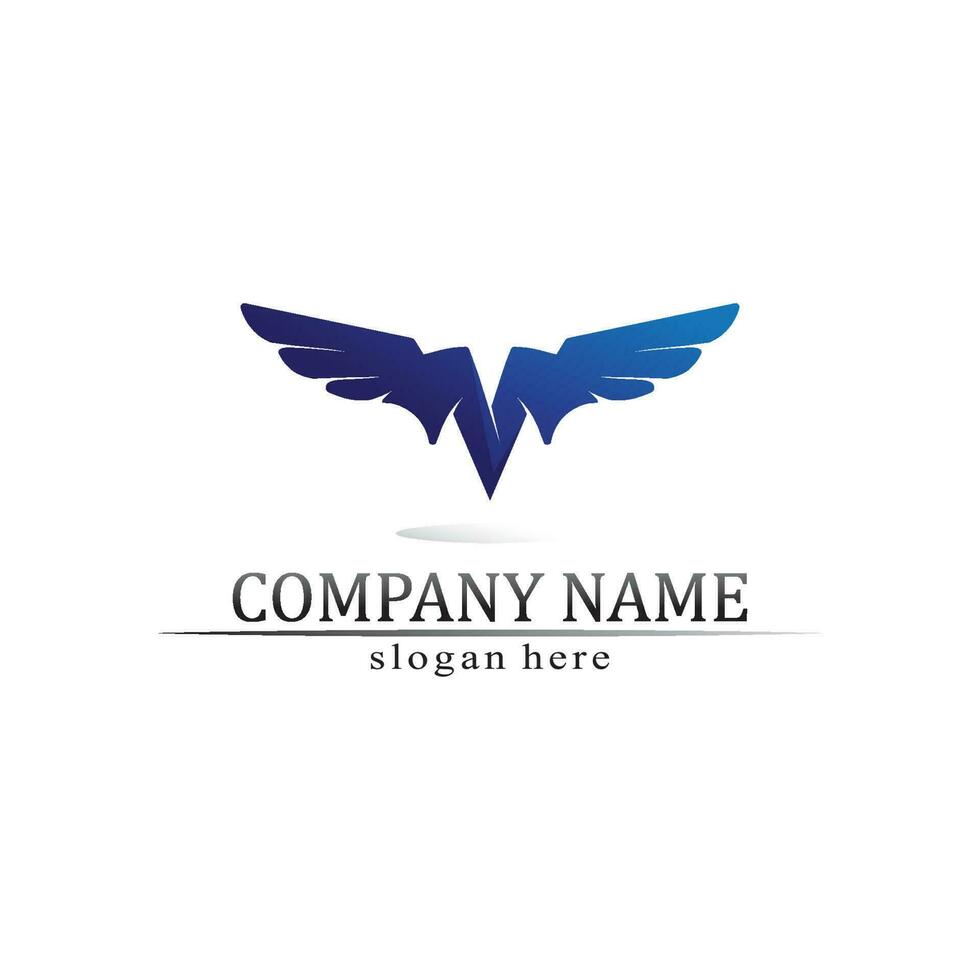 Wings logo Business and design animal wings Vector fast bird symbol icon fly