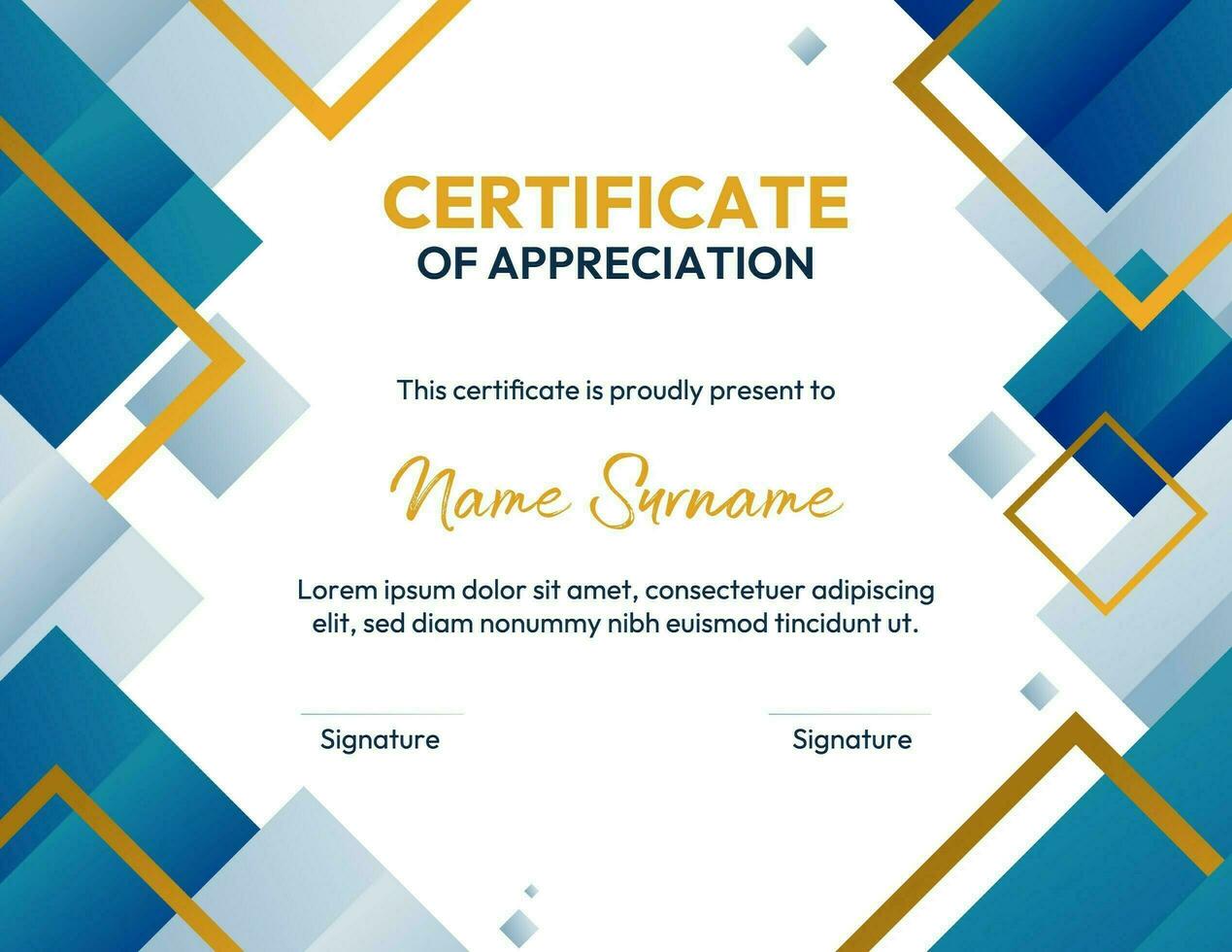 Blue Elegant Rectangular Certificate of Appreciation template