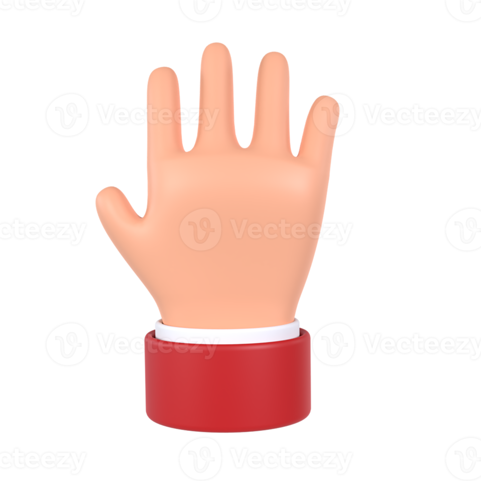 vijf vinger hand- gebaar 3d icoon png