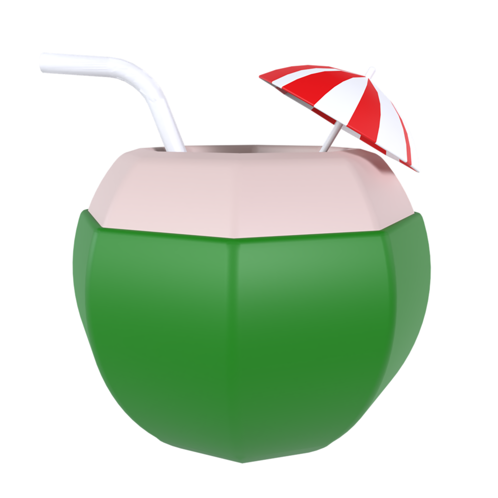kokos dryck 3d ikon ui png transparent bakgrund