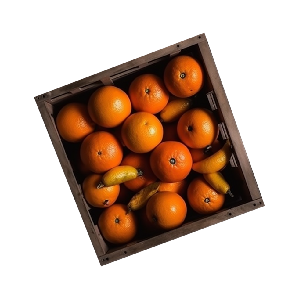 Top view of oranges in form in wooden cage png