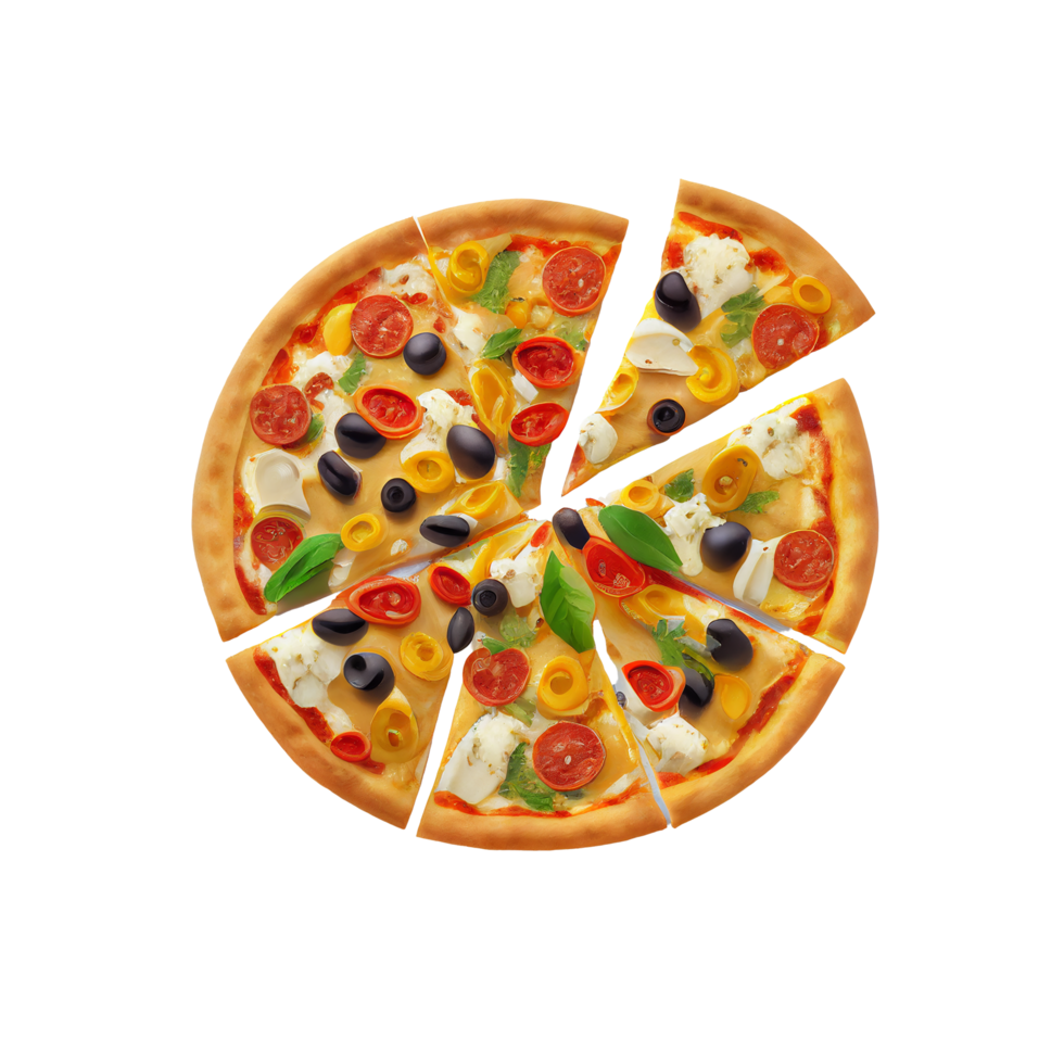 pizza, pizza png, pizza med transparent bakgrund ai genererad png