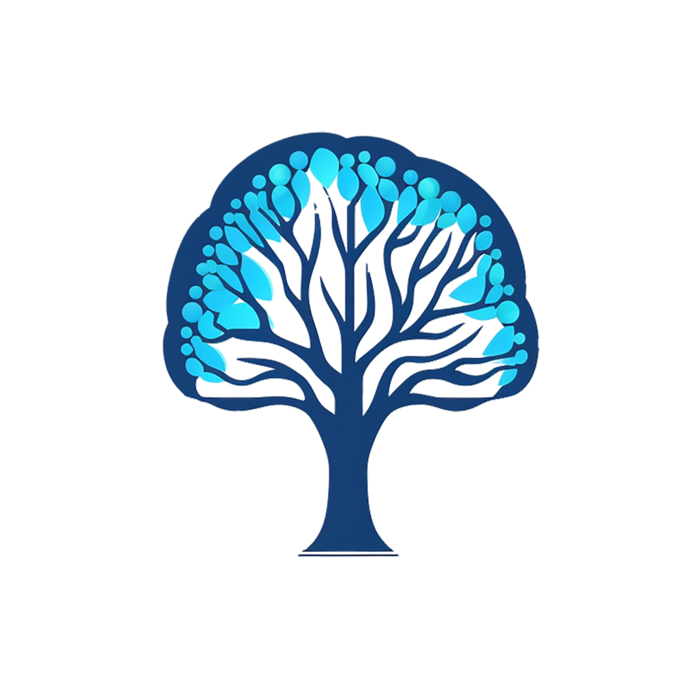 Baum Logo oder Blau Gehirn Logo gemischt mit Baum ai generiert png