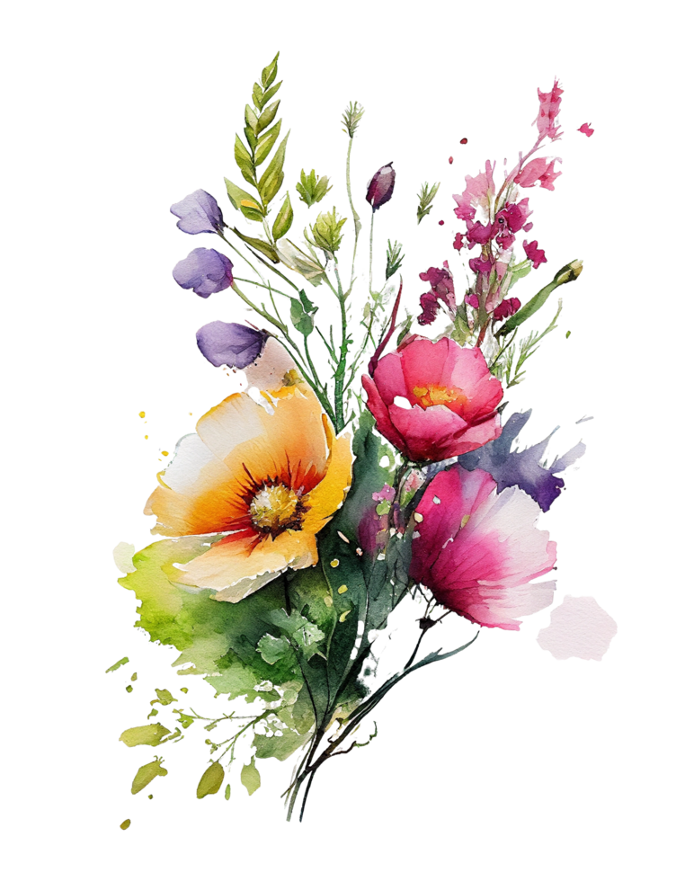 Watercolor Flower, Watercolor Flower , Watercolor Colorful Spring Flowers , Flower Background png