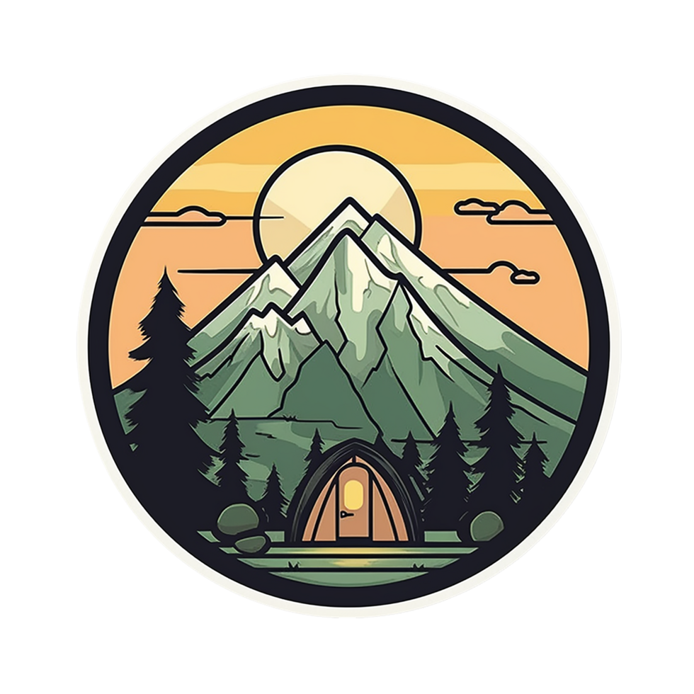 Outdoor camping sticker , minimalist outdoor camping large sticker png