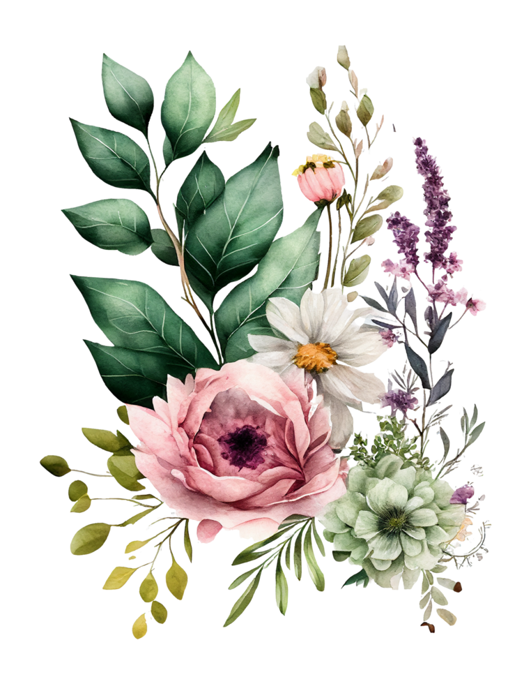 aquarelle fleur, aquarelle fleur png, aquarelle coloré printemps fleurs ai généré, fleur png Contexte