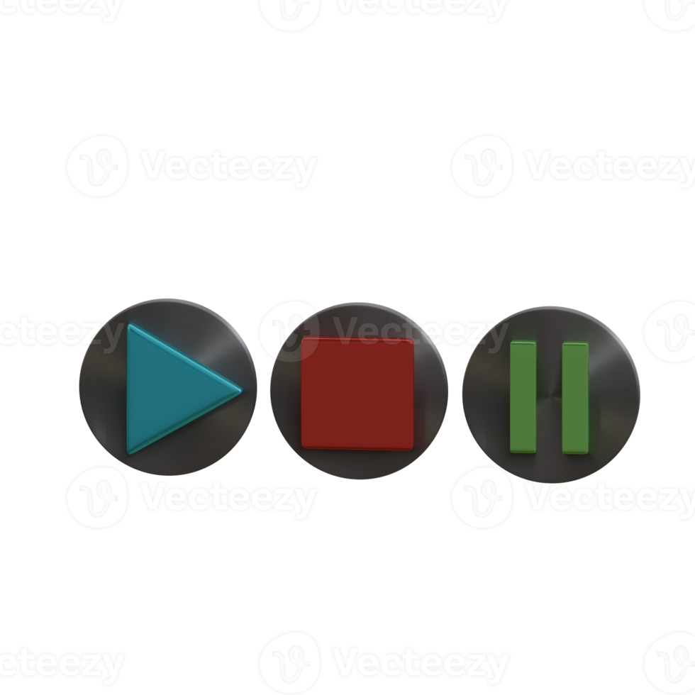 3d rendered play pause stop button perfect for music design project png