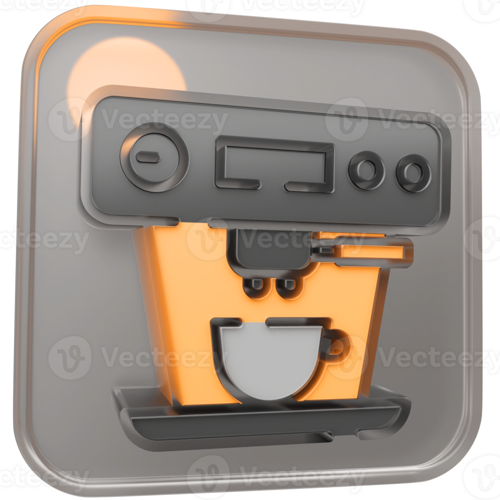 3d coffee maker or expresso maker icon with transparent glass box and high quality render image png
