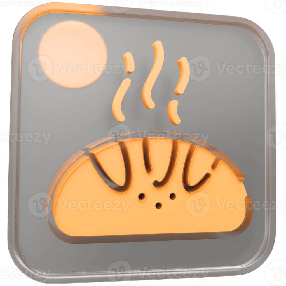 3d hot bread icon with transparent glass box and high quality render image png