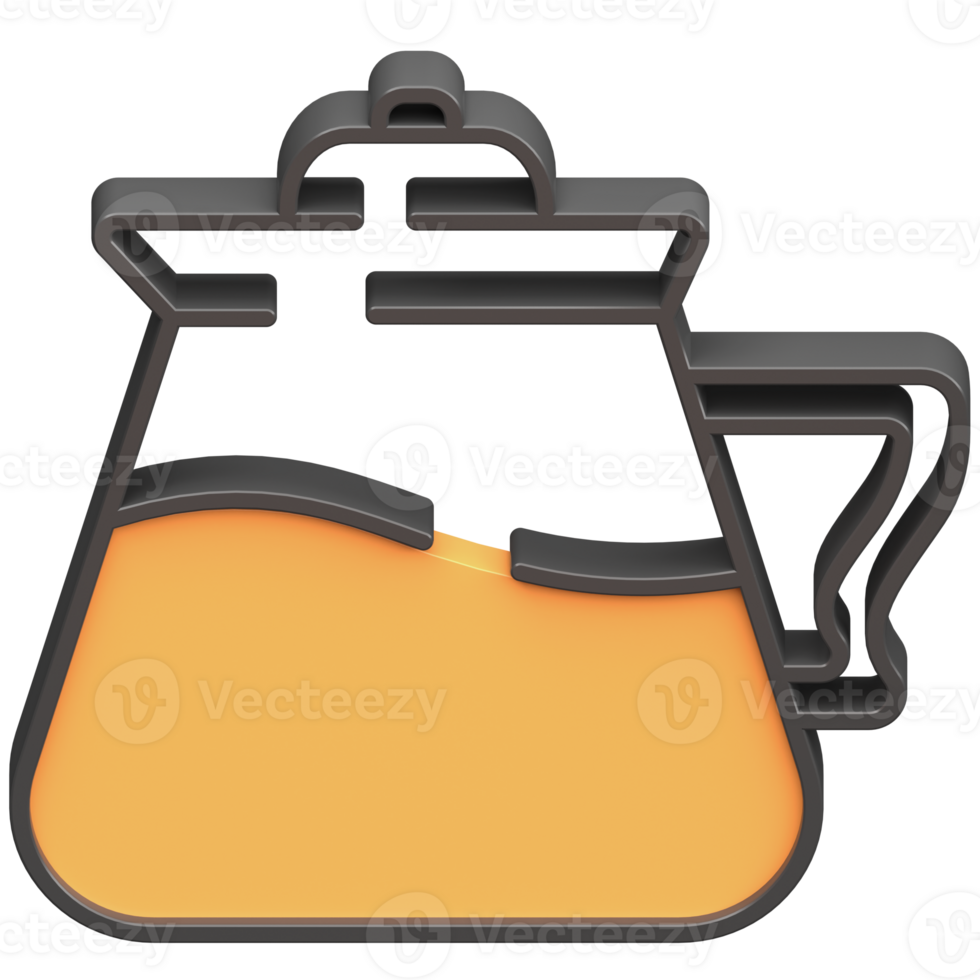 3d teapot or mokapot icon with dark theme and high quality render image png