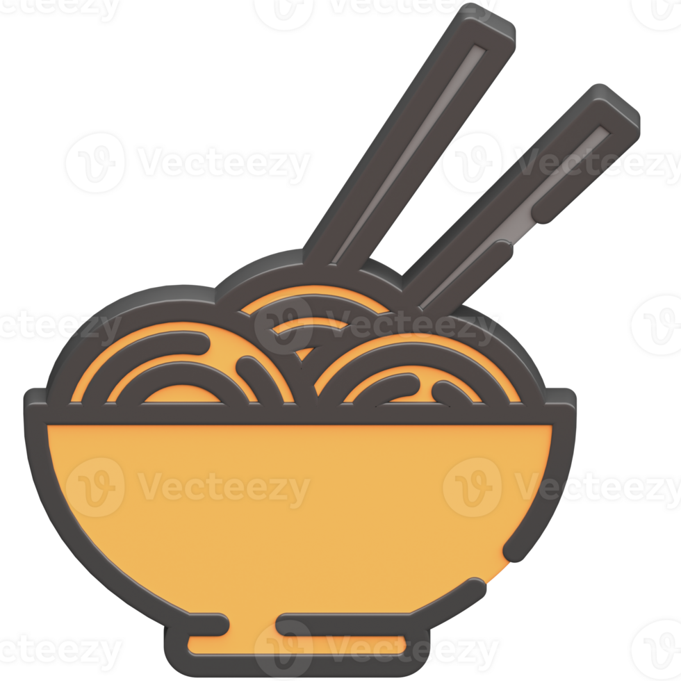 3d noodles icon with dark theme and high quality render image png